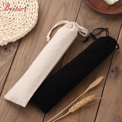 China Wholesale BIODEGRADABLE Storage Bag Travel Cutlery Pouch Fabric Bag For Stainless Steel Straws for sale