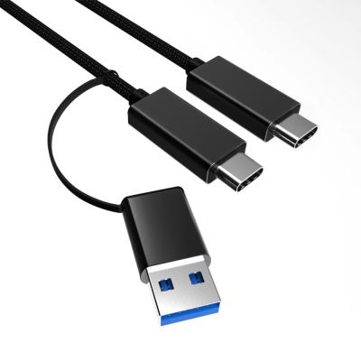 China 2 IN 1 Cable 2 in 1 Type C to USB C Cable with USB 3.0A Male to Female QC 3A Fast Charging C Adapter Current 5Gbps for sale