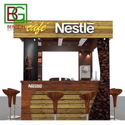 China Indoor Kiosk Multi Function Food Mall Design Coffee Kiosk In Mall Hot Sale Wooden Coffee Kiosk for sale