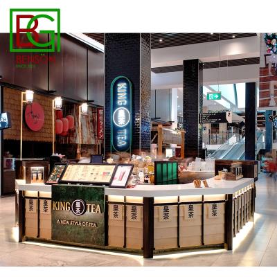 China High End Kiosk Creative Design Bubble Tea Kiosk Coffee Shop Mall Design Fast Food Kiosk Stand for sale