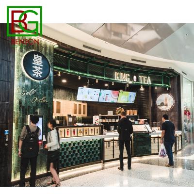 China Classic design milk tea shop design high end beverage kiosk mall style bubble tea kiosk for mall for sale