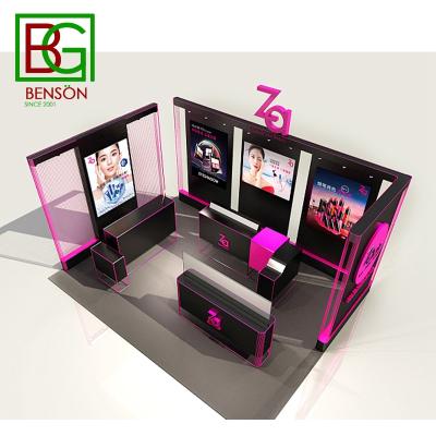 China Modern Fancy Makeup Kiosk High End Makeup Cosmetic Mall Display Kiosk Cosmetic Skin Care Kiosk Design for sale