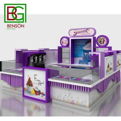 China Newest Mall Ice Cream Kiosk Decoration Coconut Kiosk In Mall Mall Food Kiosk Display Stand for sale