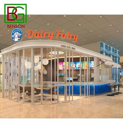 China Modern Luxury Prefab Food Kiosk Shopping Mall Food Kiosk Ice Cream Kiosk Design Modern Luxury Kiosk for sale