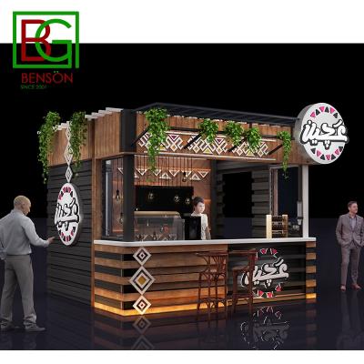 China Shopping Mall Mobile Fast Food Kiosk Solid Wood High End Beverage Kiosk Mall Food Kiosk for sale