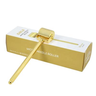 China Newest Blood Vessel Removal Dermaroller 24k Gold Roller 250 Luxurious Titanium Microneedle Derma Roller for sale