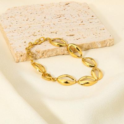 China TRENDY Popular Jewelry Stainless Steel Hollow Shell Shape Bracelet 18K Gold Plated Shell Bracelet for Women for sale