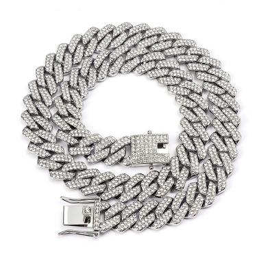 China Outlet VVS Moissanite Bling CZ Diamond Cuban Link Chain Hip Bracelet 925 Silver Waterproof Mens Jewelry Iced Out Current Cuban Necklace for sale