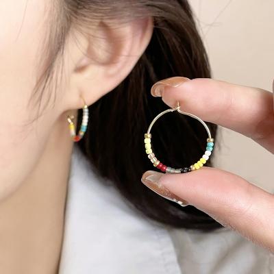 China Simple BOHEMIA Bohemia Vintage Gold Plated Multicolor Beaded Earrings For Women Circle Earrings Jewelry for sale