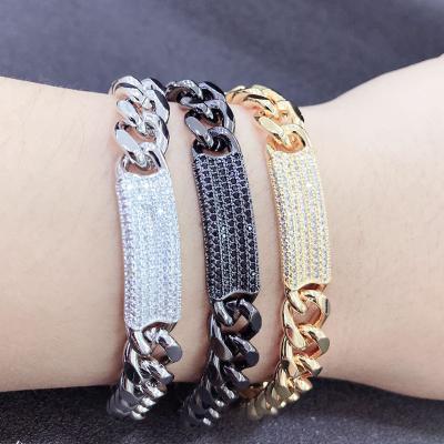 China Cuban Bracelet Hip Hop Miami Newcomers Fashion Jewelry Crystal Cuban Link Chain Bracelet Unisex Accessories For Women for sale