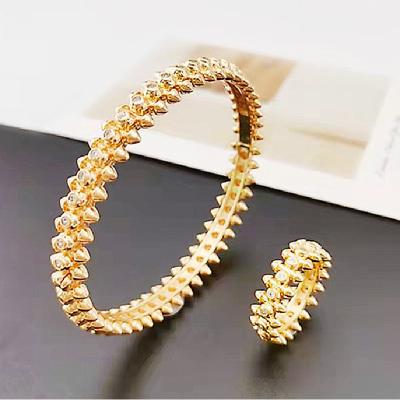 China Fashion Jewelry Set Designer Inspired Jewelry Bangle Bracelet Ring Set Accessories For Women Gold Plated Jewelry for sale