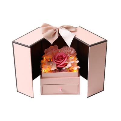 China Recyclable Valentines Rose Gift Box Lipstick Earrings Eternal Flower Necklace Gift Box Carnation With Neto for sale