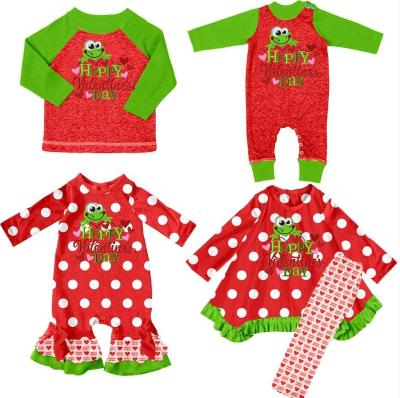 China Babies Sustainable Valentine Appliqued Dress Set Newest Embroidery Kid Boutique Apparel for sale