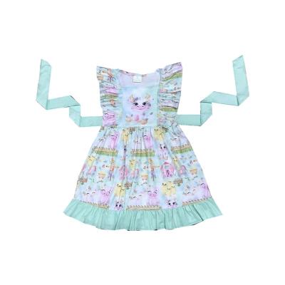 China Girls Dresses Casual Hot Sale Children's Clothes With Cardboard Printing Cute Girls Clothing for sale