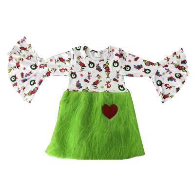 China New Boutique Girls Ghost Skirt Cute Ghost Green Casual Pirouette Long Sleeved Dress Kids Christmas Valentine's Day Children's Clothing for sale