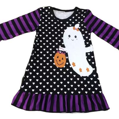 China New boutique casual girls Halloween Ghost cute skirt long sleeved child pirouette dress children's clothing for sale