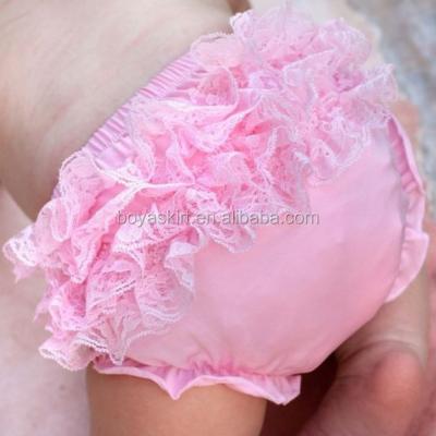 China Anti-pilling Newborn Kids Clothes Solid Color Lace Ruffle Diaper Cover PettiBloomers Underwear Summer Lace Undo Dressing Underwear for sale