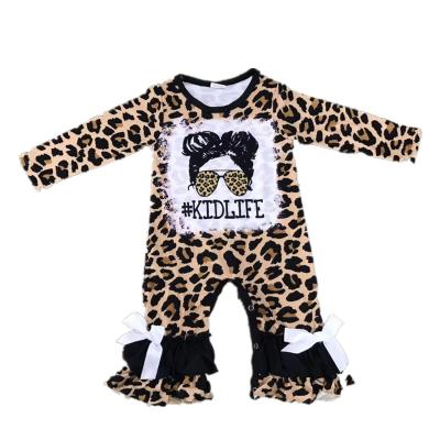 China Long Sleeves Boutique Kids Toddler Baby Jumpers For Girls Leopard Multi-ruffled Jumpsuit Baby Clothing Clothes Paypal Sleeveless Fall for sale