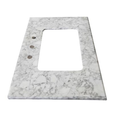 China Modern Montary 43 Inch Bathroom Vanity White Artificial Marble Top With Ceramic Sink And Backsplash for sale