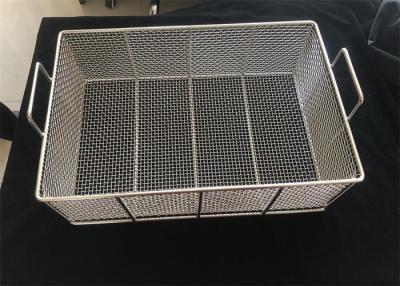 China Custom Made Stainless Steel Woven Mesh Hospital Sterile Appliance Storage Basket for sale