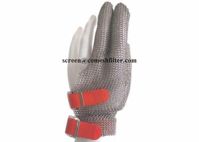 China Drei Metzger-Edelstahl-Handschuhe der Finger-304L mit Haken-Bügel zu verkaufen