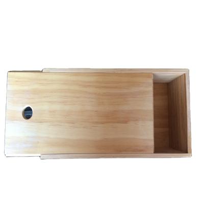 China Hot Sale Handmade Square Unfinished Wooden Square Pine Shape Packaging Single Wine Box Single Bottle for sale