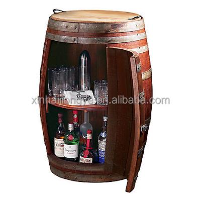 China Free Sample Factory Price Vintage Oak Wood Barrel Recyclable Wine Cabinet for sale