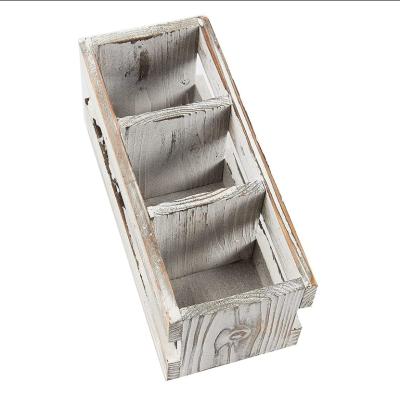 China Supplier Custom Low Price Factory Solid Wood Pen Holder 9.5 x 4.25 x 4 inch Wooden Desk Organizer for sale