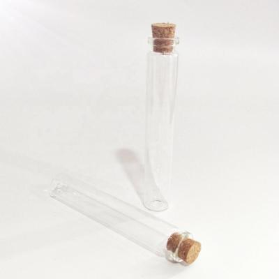 China high quality clear Pre-roll 120mm pre-roll glass tube bottle with cork lid seal glass tubes packaging for sale