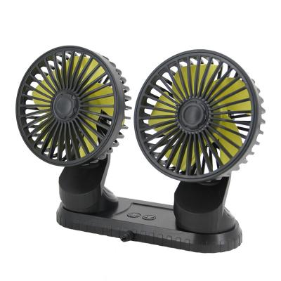 China Plastic Car Dual Head Fan 360 Degree Adjustable Auto Fan USB Electric Car Powered Air Circulation Fan For Sedan/SUV/RV/Truck for sale