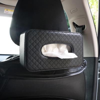 China Universal Leather Car Tissue Box Back Seat Tissue Box Chair Hanging Back Rack Creative Leather Boxcar Tissue Box Towel Interior Decoration for sale