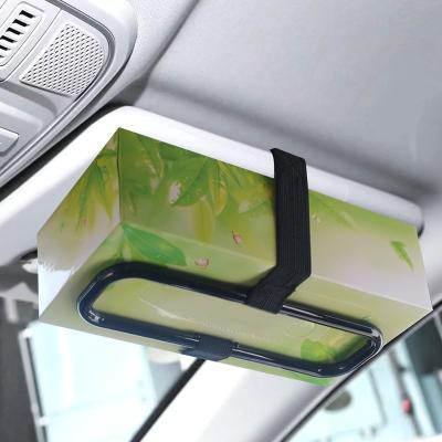 China Portable ABS Car Sun Visor Tissue Box Holder Paper Towel Box Lid Backseat Bracket Car Mount Organizer for sale