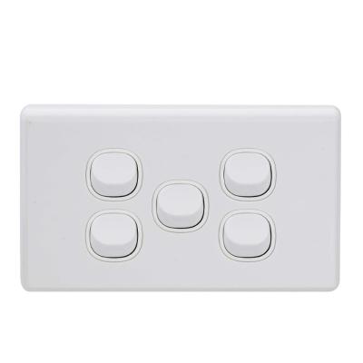 China Copper PC+Saa Approved Australia Standard 6 Slim Band 2 Way LED Light Customized Logo Brand Wall Switch for sale