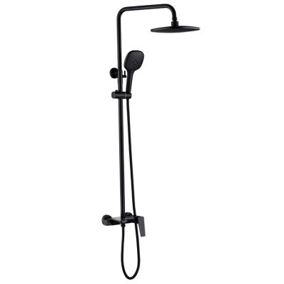 China With Sliding Bar Faucet 2021 Hot And Cold High Pressure Black Shower Set Shower Column Faucet Taps Faucet for sale