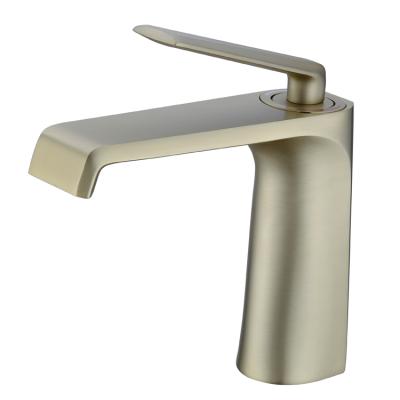 China Gold Brass Deck Mounted Basin Faucet Hot&Cold Water Mixer Tap Bath Faucets Bathroom Waterfall Basin Sink Faucet Mixer Taps for sale