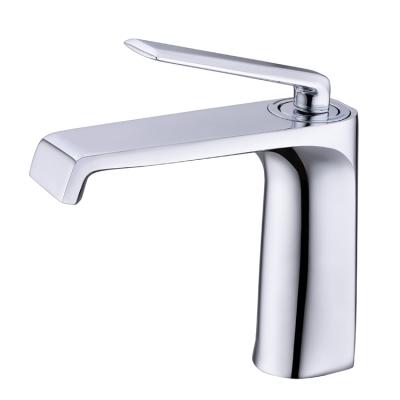 China Metered Faucets Single Handle Bathroom Sink Faucet Square Design Wash Hand Basin Water Faucet Manufacturer With Supply Lines for sale