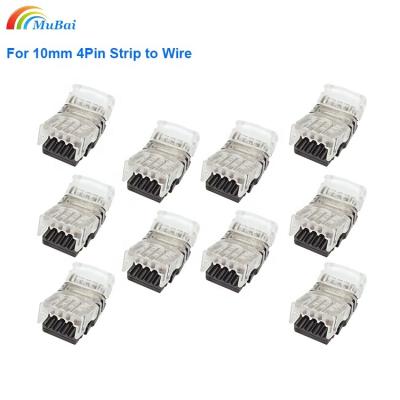 China 4 Pin RGB LED Strip Light Solderless Breakout Connectors For 10mm RGB 5050 LED Strip Lights Strip Wires Quick Connect for sale