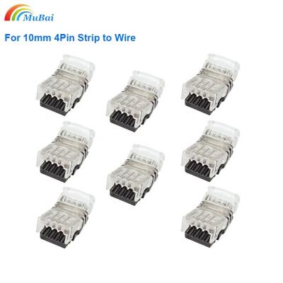 China Non-waterproof LED Lighting 10mm SMD 5050 RGB LED Strip Light Connector for 4 Pin Board to Wire LED Strip Splice Terminal WS2813 WS2815 for sale