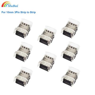 China LED Lighting Strip to Strip Quick Connect 10mm 3 Pin LED Connector for IP20 10mm RGB 5050 5630 LED Strip Lights for sale