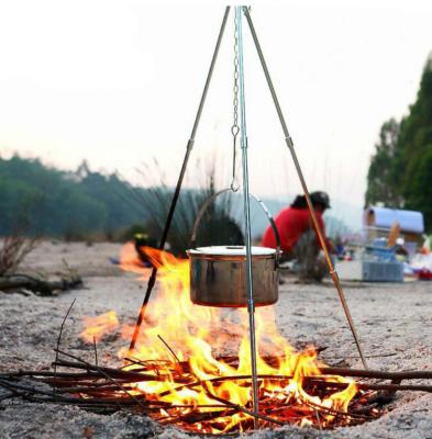 China Aluminum Other Outdoor Adjustable Aluminum Folding Camping Equipment Camping Cooking Hanging Tripod Pot Bracket for sale