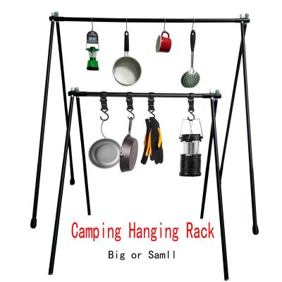 China Light Weight Other Outdoor Camping Gear Increasing Portable Foldable Equipment Aluminum Alloy Folding Hanging Rack With Hook Camping Gear for sale