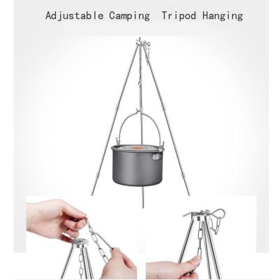 China Outdoor Camping Increasing Travel Other Outdoor Adjustable Aluminum Folding Camping Equipment Camping Cooking Tripod Pot Hanging Bracket for sale