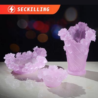 China Minimalist Seckilling in Sale Luxury Pink Crystal Romantic Wedding Table Centerpiece Desk Decorations for sale