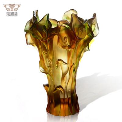 China Luxury Minimalist Crystal Callalily Flower Vase Home Decoration Wedding Table Centerpiece for sale