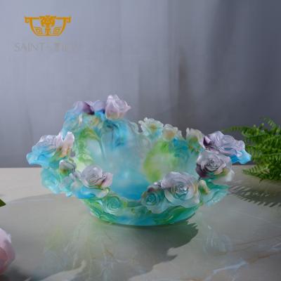 China 2021 Europe Crystal Glass Rose Flower Chocolate Bowl Color New for sale