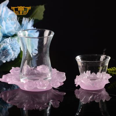 China Popular Fancy Glassware Japan SAINT-VIEW Restaurant Cafe Luxury Fruit Juice Tea Cup Wholesale for sale