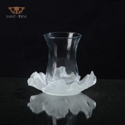 China Europe SAINT-VIEW handmade cup mini Crystal Coaster With Glass Tea set for home tableware for sale