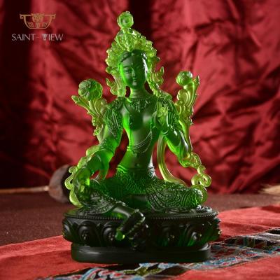 China Liuli Jade Buddha Statue Green Tara Five Size H12cm From China Factory for sale