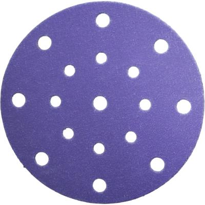 China Purple Round Alumina Film Hook-and-Loop Abrasive Sandpaper Polishing Application In Metal Wood Paint for sale