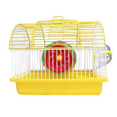 China Manufacturer Small Metal Wire Breathable Pet Hamster House With Working Wheels Hamster Cage for sale